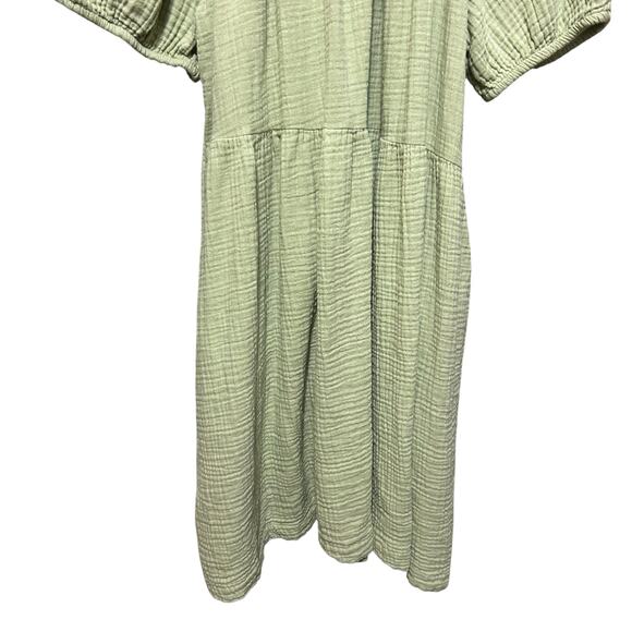 Universal Thread Dress 2X Green Puff Sleeve Gauzy Tier Boho Cowgirl Western - Picture 4 of 13